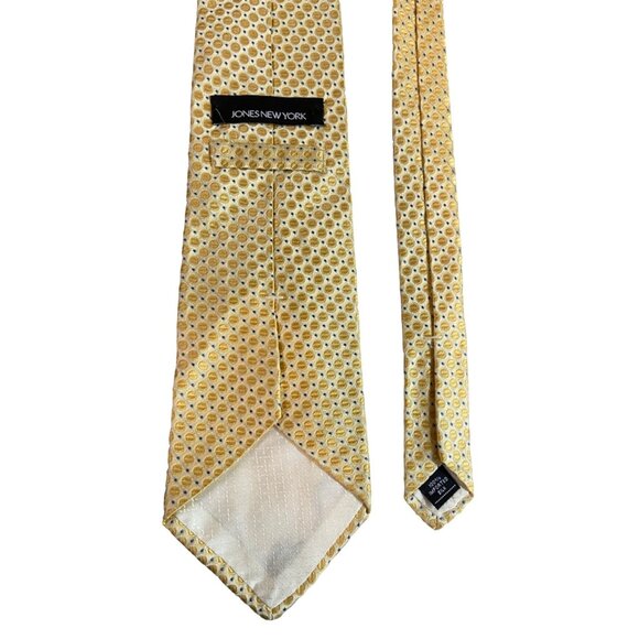 Jones New York 100% Silk Mens Neck Tie Gold Circle Career Dad Gift - Picture 4 of 6
